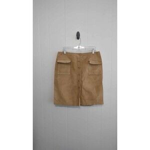 Mossimo | Tan Suede Button Up Knee Length Skirt Size 14